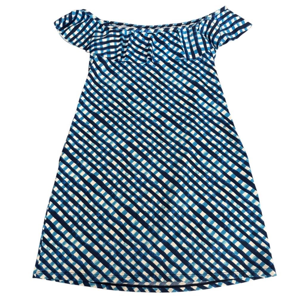 Tommy Bahama Blue Gingham Performance Cover-up Ruffle Dress Pockets Small Resort - Picture 6 of 9